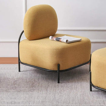 Yellow Linen Upholstered Armless Accent Chair Black Leg-Richsoul-Chairs & Recliners,Furniture,Living Room Furniture